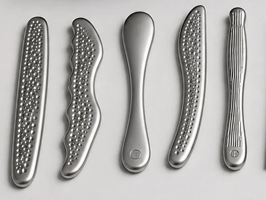 Les cinq instruments du Professional Kit posés à plat, en lumière naturelle