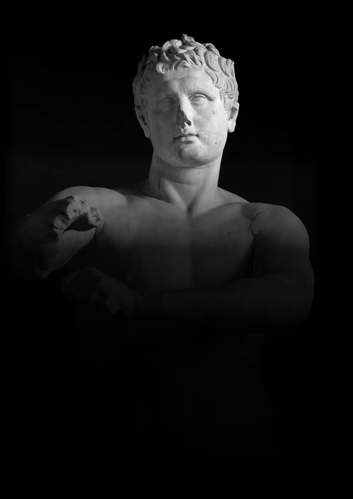 Buste antique en marbre, en noir et blanc
